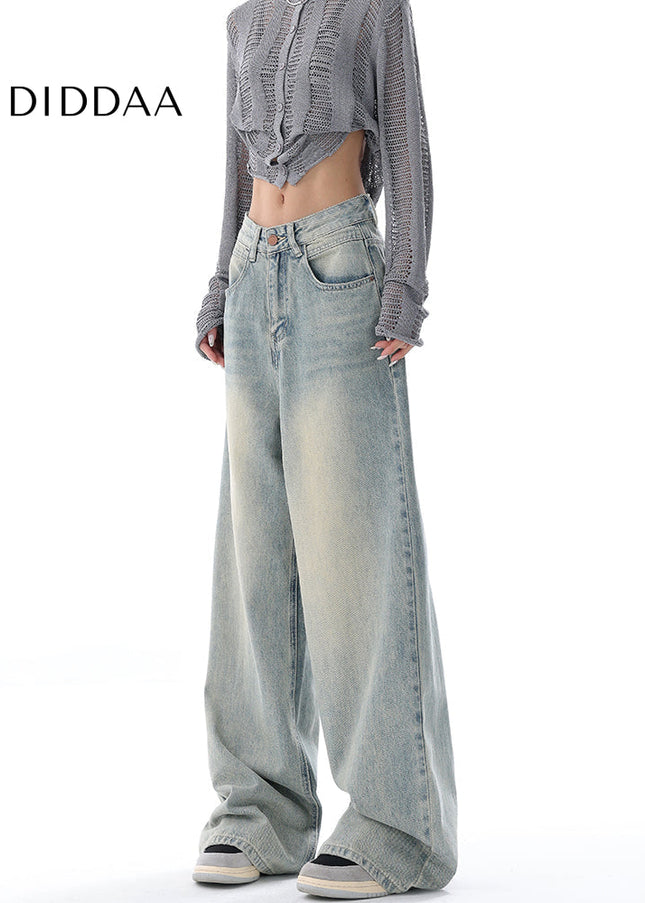 Blue Loose Fit Wide Leg Jeans KEN STUDIO Cruise 2025 - Women’s Jeans
