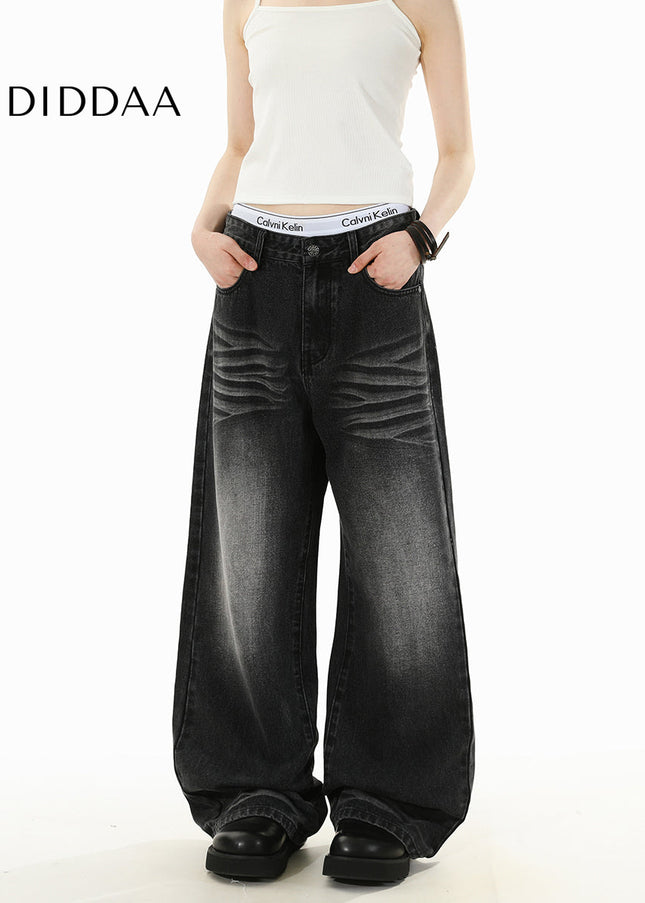 Blue Loose Fit Wide Leg Jeans RAVENOASIS Casual Design - Men’s Jeans