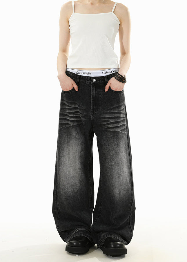 Blue Loose Fit Wide Leg Jeans RAVENOASIS Casual Design - Men’s Jeans