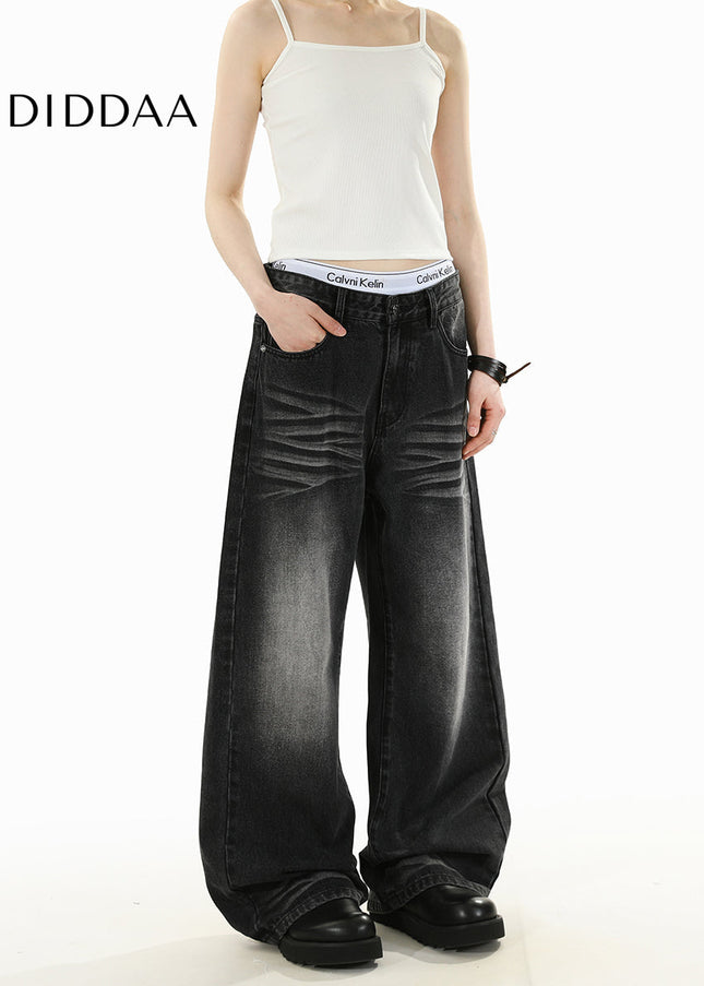 Blue Loose Fit Wide Leg Jeans RAVENOASIS Casual Design - Men’s Jeans