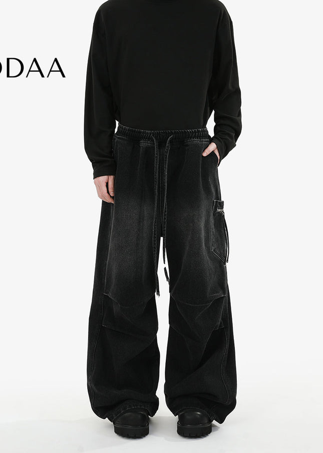 Blue Loose Fit Wide-Leg Jeans RAVENOASIS High Street Pants - S / Black - Men’s Jeans