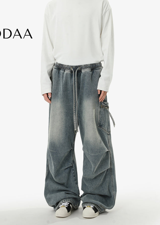 Blue Loose Fit Wide-Leg Jeans RAVENOASIS High Street Pants - S / Light Blue - Men’s Jeans