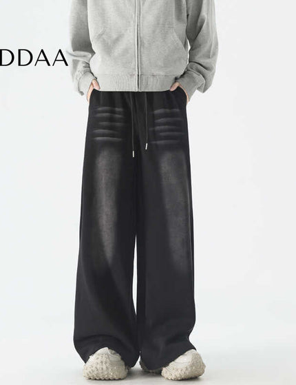 Blue Loose Fit Wide-Leg Sweatpants for Men - S / Black - Unisex Sweatpants