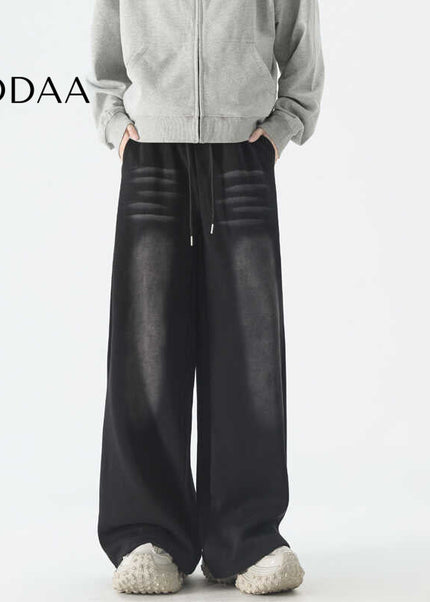 Blue Loose Fit Wide-Leg Sweatpants for Men - S / Black - Unisex Sweatpants