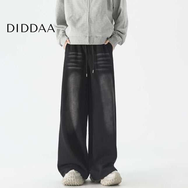 Blue Loose Fit Wide-Leg Sweatpants for Men - S / Black - Unisex Sweatpants
