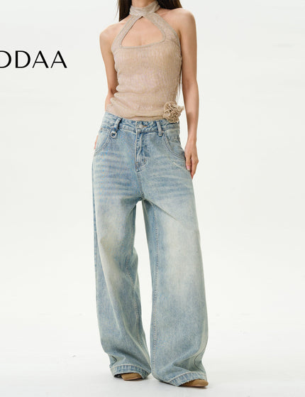 Blue Loose Retro Straight-Leg Jeans by Tail Lang’s Shop - S / Light Blue - Women’s Jeans