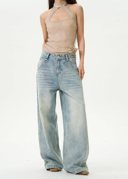 Blue Loose Retro Straight-Leg Jeans by Tail Lang’s Shop - Women’s Jeans