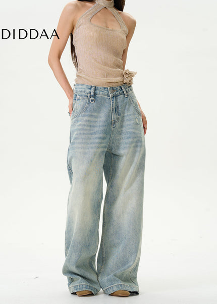 Blue Loose Retro Straight-Leg Jeans by Tail Lang’s Shop - Women’s Jeans