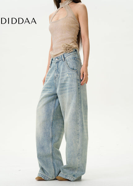 Blue Loose Retro Straight-Leg Jeans by Tail Lang’s Shop - Women’s Jeans