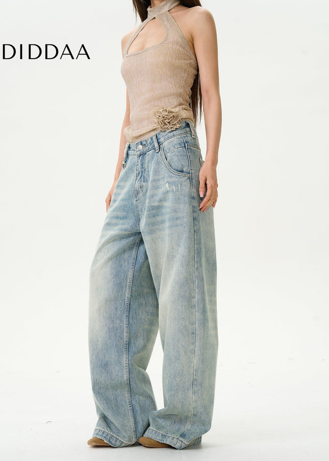 Blue Loose Retro Straight-Leg Jeans by Tail Lang’s Shop - Women’s Jeans