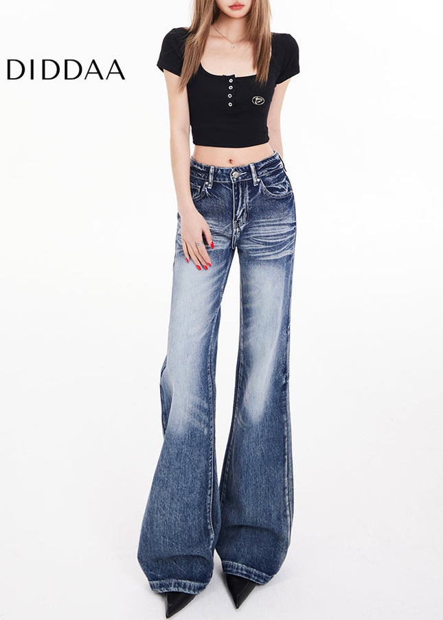 Blue Loose Slim Fit Women’s High-Waisted Retro Jeans - Women’s Jeans
