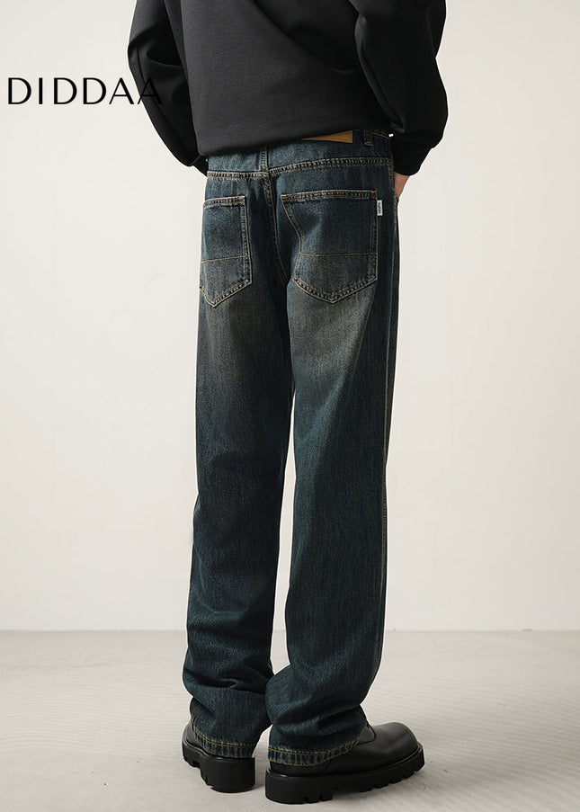 Blue Loose Straight-Leg CONVERGES American Retro Wash Jeans - Men’s Jeans