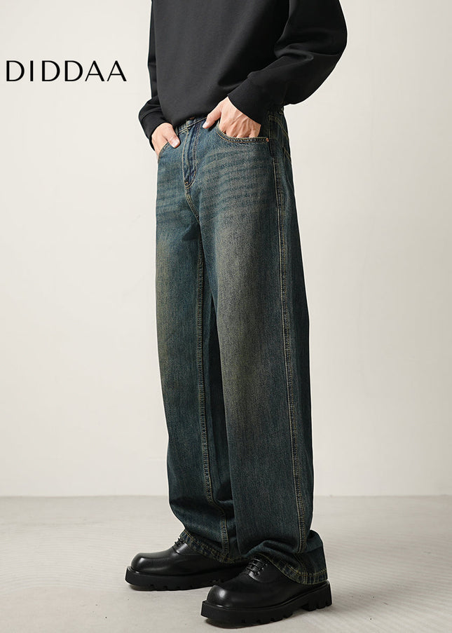 Blue Loose Straight-Leg CONVERGES American Retro Wash Jeans - Men’s Jeans