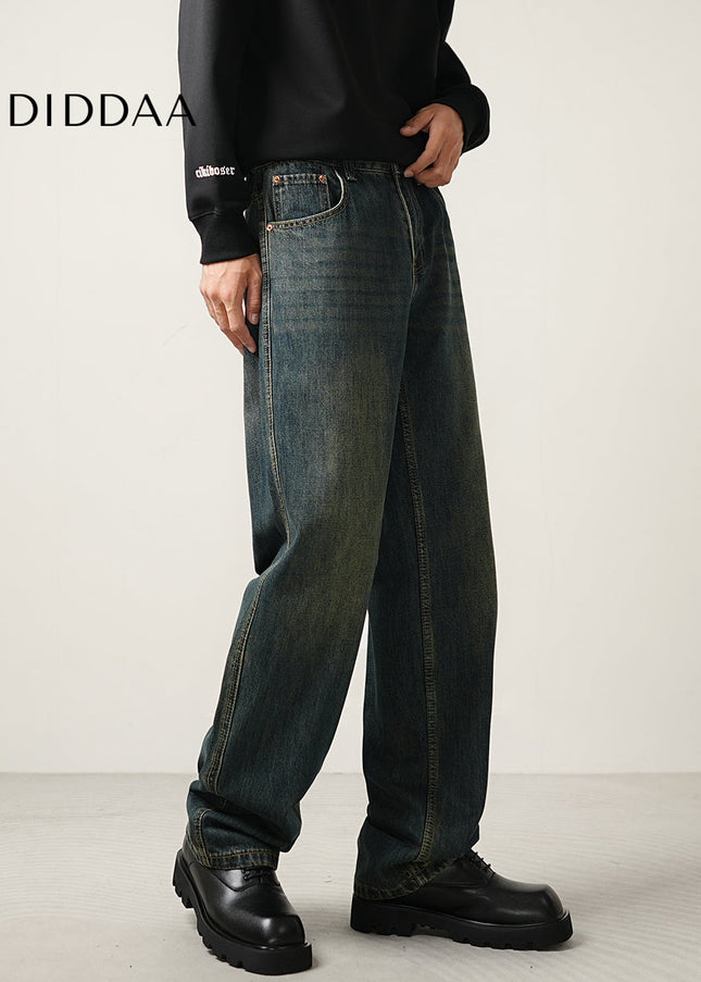 Blue Loose Straight-Leg CONVERGES American Retro Wash Jeans - Men’s Jeans