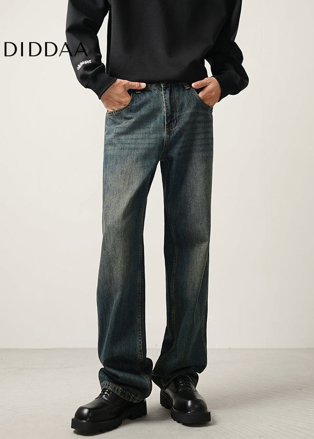 Blue Loose Straight-Leg CONVERGES American Retro Wash Jeans - Men’s Jeans