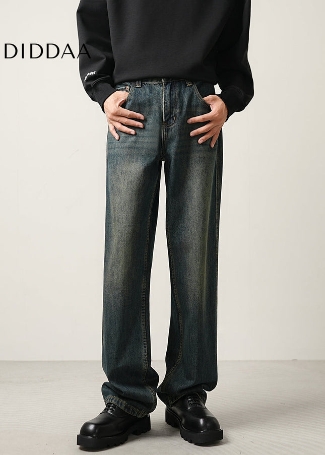 Blue Loose Straight-Leg CONVERGES American Retro Wash Jeans - Men’s Jeans