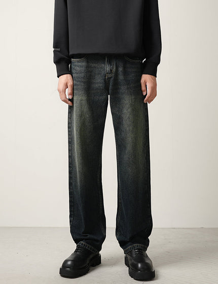 Blue Loose Straight Leg Retro Wash Jeans - 28 / Dark Blue - Men’s Jeans