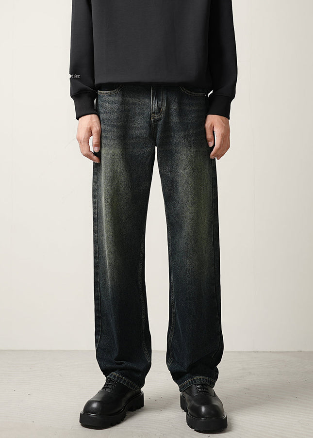 Blue Loose Straight Leg Retro Wash Jeans - 28 / Dark Blue - Men’s Jeans