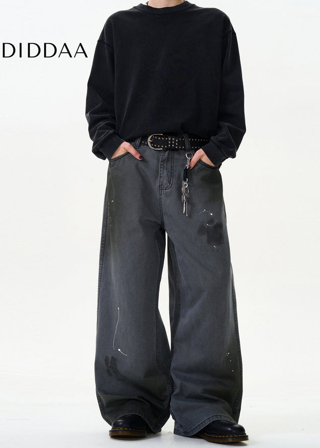 Blue Loose Straight Wide-Leg Cargo Jeans for All - Men’s Jeans