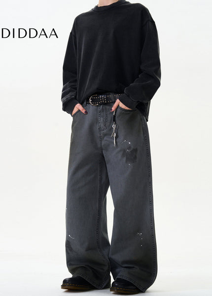 Blue Loose Straight Wide-Leg Cargo Jeans for All - Men’s Jeans