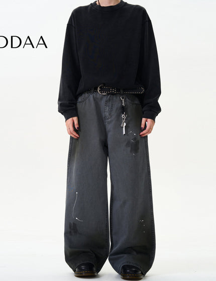 Blue Loose Straight Wide-Leg Cargo Jeans for All - S / Grey - Men’s Jeans