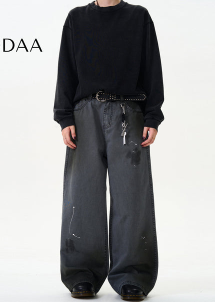Blue Loose Straight Wide-Leg Cargo Jeans for All - S / Grey - Men’s Jeans