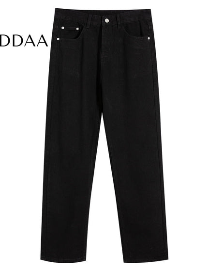 Blue Loose Straight Wide-Legged Jeans for Men - S / Black - Men’s Jeans