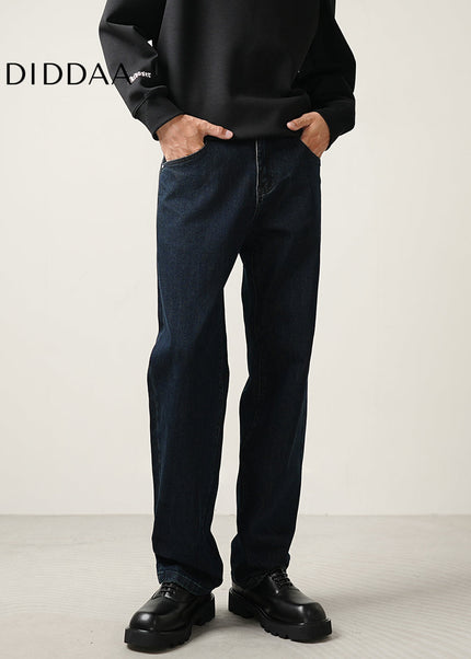 Blue Loose Stretch Straight-Leg CONVERGES Premium Wash Jeans - Men’s Jeans