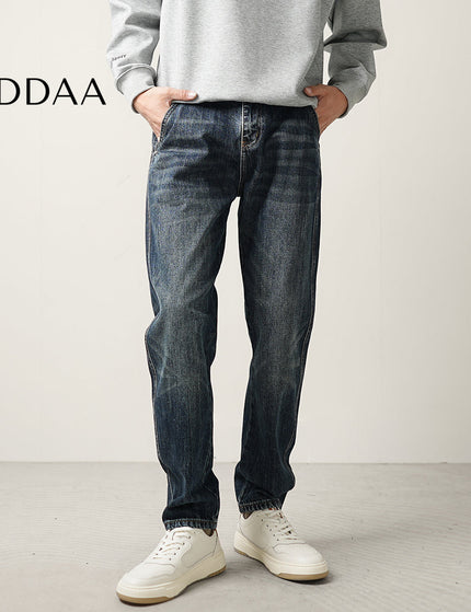 Blue Loose Tapered Straight Jeans for Men - 28 / Dark Blue - Men’s Jeans