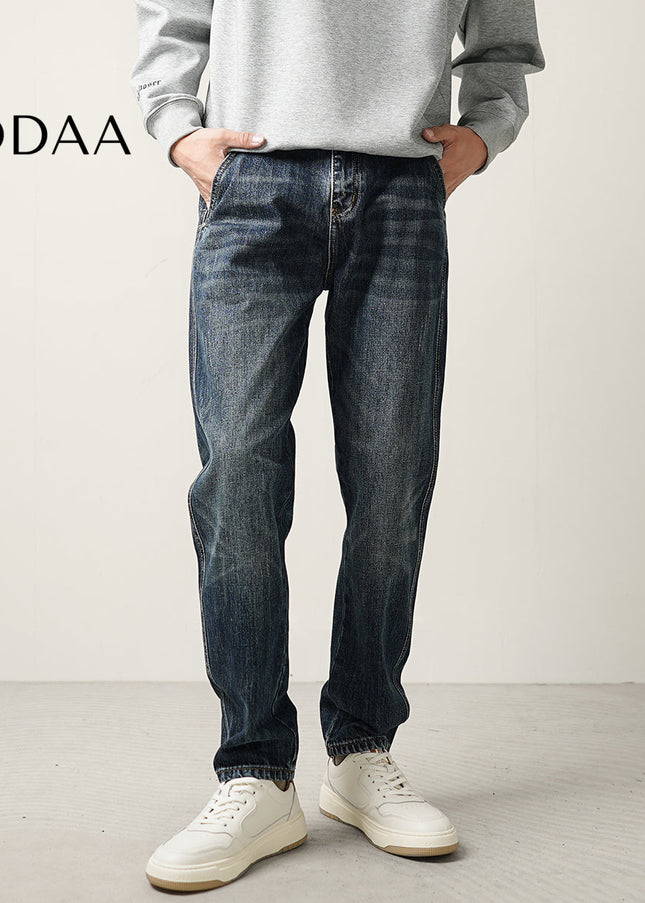 Blue Loose Tapered Straight Jeans for Men - 28 / Dark Blue - Men’s Jeans