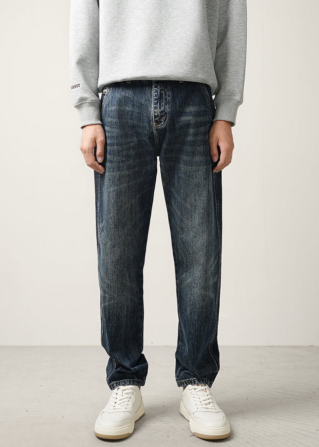 Blue Loose Tapered Straight Jeans for Men - Men’s Jeans