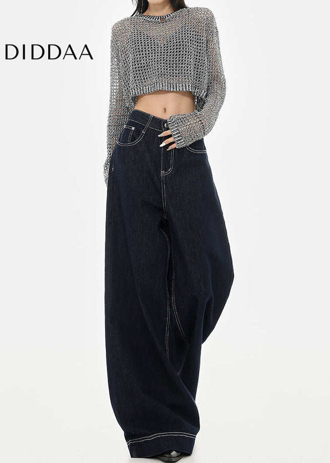 Blue Loose Wide Leg Casual Jeans for Women - Women’s Jeans