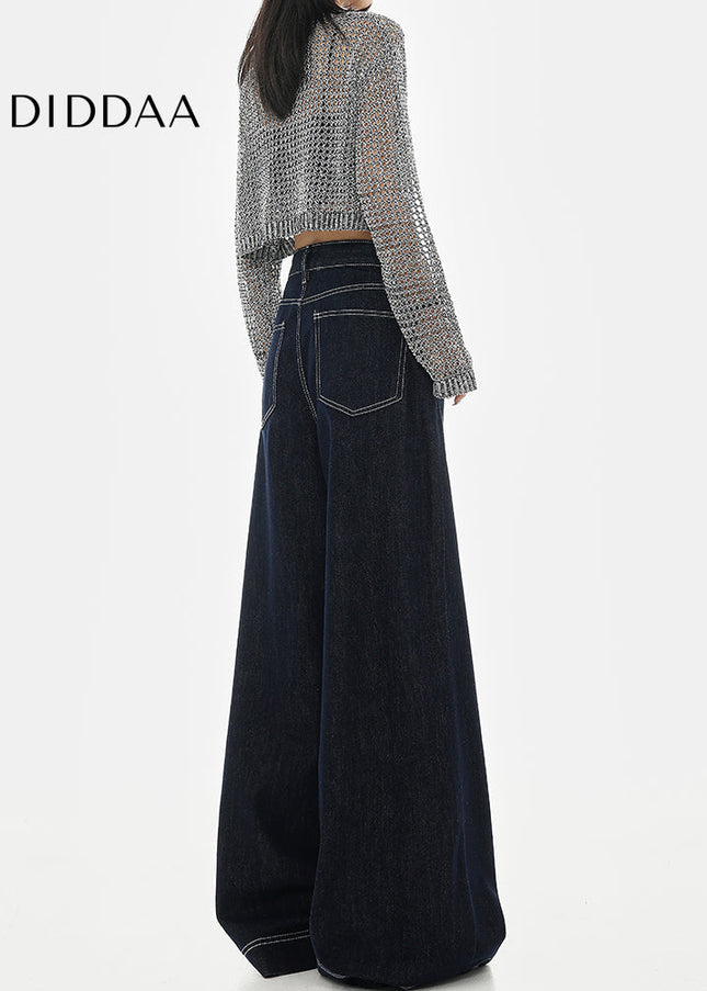 Blue Loose Wide Leg Casual Jeans for Women - Women’s Jeans