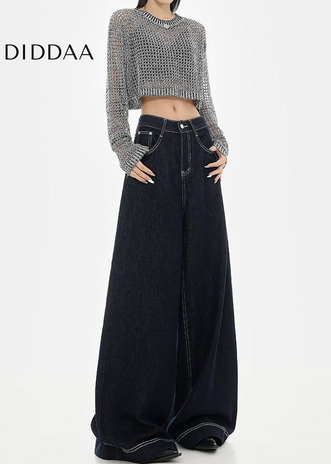 Blue Loose Wide Leg Casual Jeans for Women - Women’s Jeans