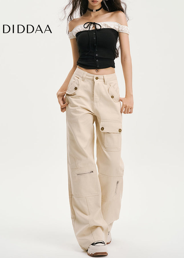 Blue Multi-Pocket Loose Bootcut Cargo Jeans Women’s - Women’s Jeans