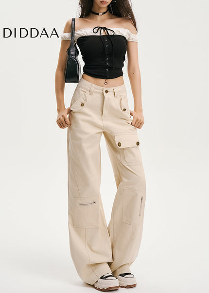 Blue Multi-Pocket Loose Bootcut Cargo Jeans Women’s - Women’s Jeans