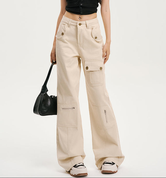 Blue Multi-Pocket Loose Bootcut Cargo Jeans Women’s - Women’s Jeans