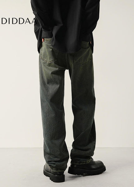 Blue Nano Gradient Heavy Wash Loose Straight Jeans - Men’s Jeans