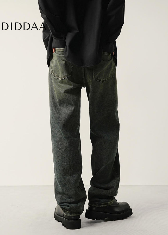 Blue Nano Gradient Heavy Wash Loose Straight Jeans - Men’s Jeans