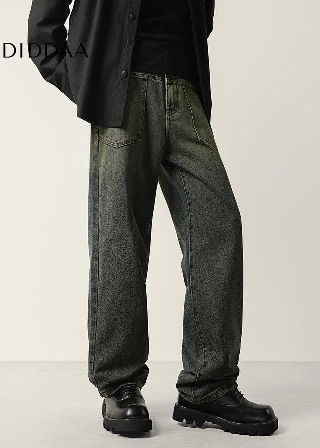 Blue Nano Gradient Heavy Wash Loose Straight Jeans - Men’s Jeans