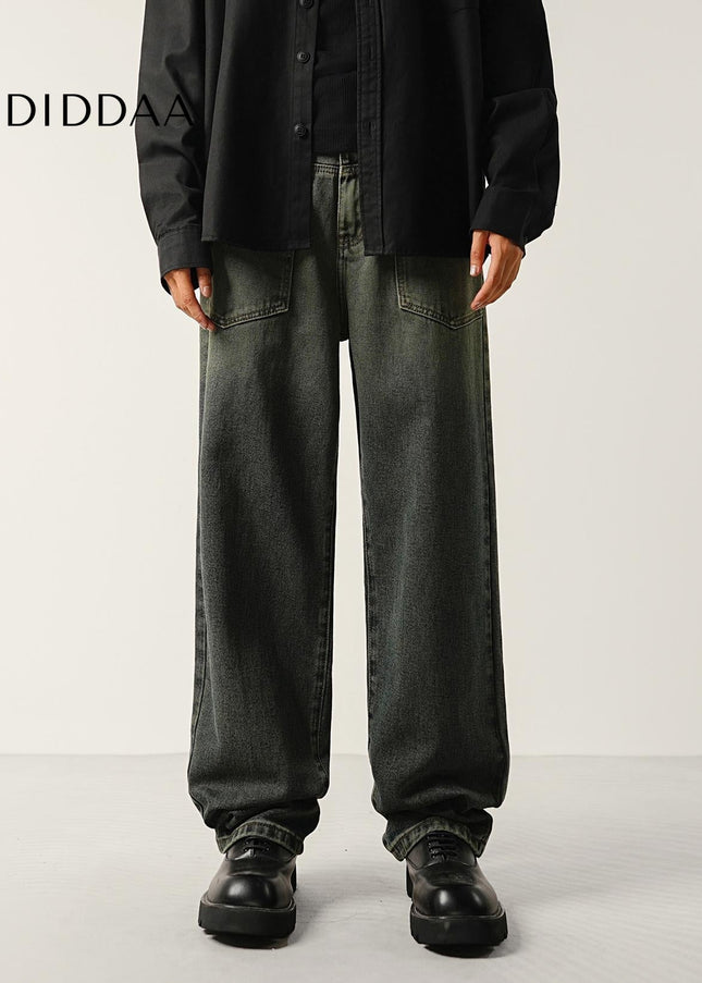 Blue Nano Gradient Heavy Wash Loose Straight Jeans - Men’s Jeans