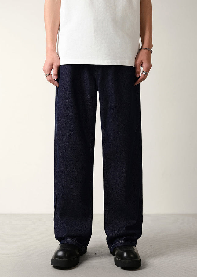 Blue Natural Drape Wide-Leg Jeans Men’s Casual Pants - 28 / Black - Men’s Jeans