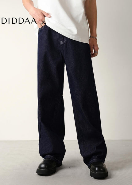 Blue Natural Drape Wide-Leg Jeans Men’s Casual Pants - Men’s Jeans