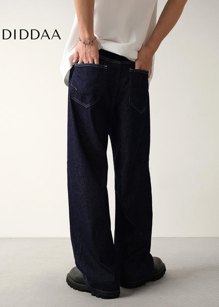 Blue Natural Drape Wide-Leg Jeans Men’s Casual Pants - Men’s Jeans