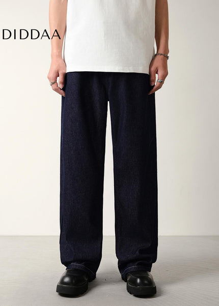 Blue Natural Drape Wide-Leg Jeans Men’s Casual Pants - Men’s Jeans