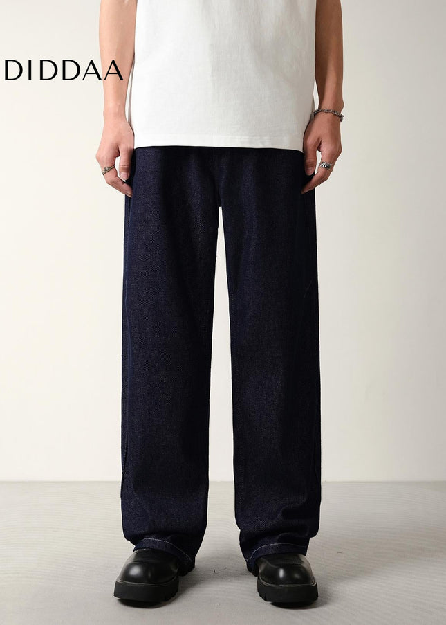 Blue Natural Drape Wide-Leg Jeans Men’s Casual Pants - Men’s Jeans