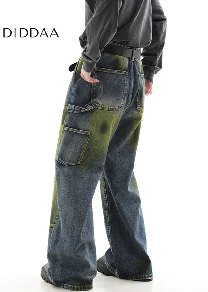 Blue Niche Design Loose Wide Leg Hip-Hop Jeans - Men’s Jeans