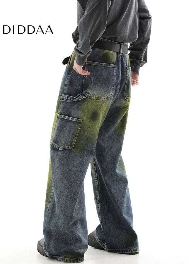Blue Niche Design Loose Wide Leg Hip-Hop Jeans - Men’s Jeans