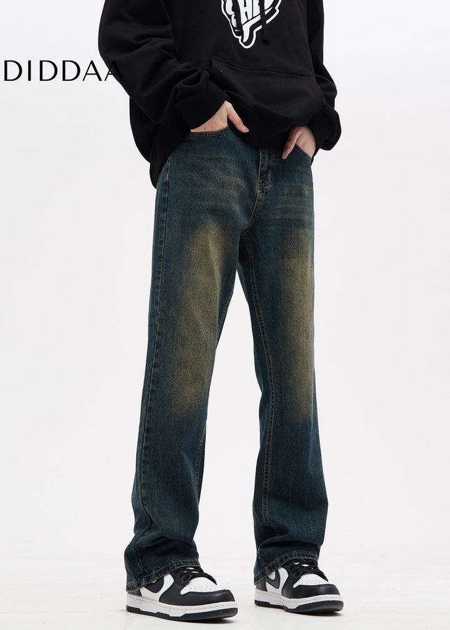 Blue Nostalgic Vintage Loose Bootcut Jeans for All - Men’s Jeans