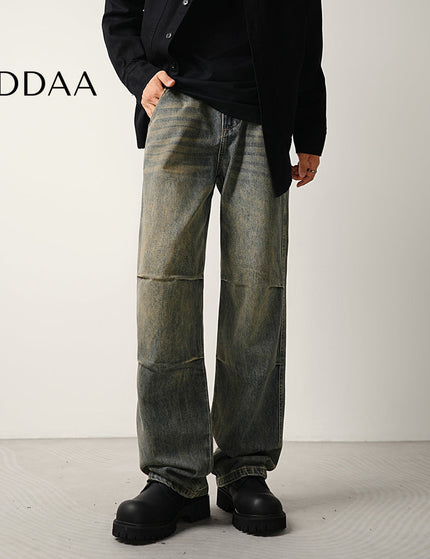 Blue Nostalgic Wash Double Pleated Flared Jeans - 28 / Vintage Blue - Men’s Jeans